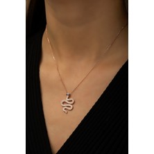 Sinsirella Yılan Kolye Nano Zirkon Taşlı Kaplama 925 Ayar Gümüş Kolye