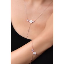 Sinsirella 925 Ayar Gümüş Kaplama Kardelen Çiçeği Kolye Bileklik Set