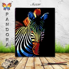 Pandora Hobi N1230 - Numaralı Boyama Seti - 40X50CM Kasnağa Gerili Ürün - Renkli Zebra