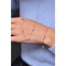 Sinsirella 925 Ayar Gümüş Dorika Toplu Incili Kolye Bileklik Set