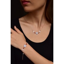 Sinsirella 925 Ayar Gümüş Kaplama Papatya Uğur Böceği Nazar Kolye ve Bileklik Set