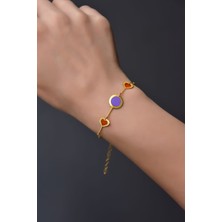 Sinsirella 925 Ayar Gümüş Kaplama Parlayan Rüya Serisi Yuvarlak, Kalp Ebruli Cam Boyalı Bileklik