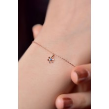 Sinsirella 925 Ayar Gümüş Kaplama Firuze Taşlı Mini Papatya Bileklik