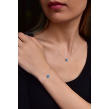 Sinsirella 925 Ayar Gümüş Kaplama Cam Göz Kolye ve Bileklik Set