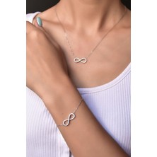 Sinsirella 925 Ayar Gümüş Taşlı Sonsuzluk Kadın Kolye Bileklik Set
