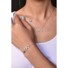 Sinsirella 925 Ayar Gümüş Taşlı Nazarlı Sonsuzluk Kadın Kolye Bileklik Set
