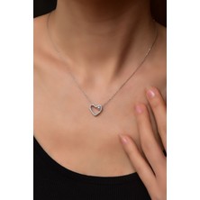 Sinsirella 925 Ayar Gümüş Rodyum Kaplama Incili Kalp Montür Kolye