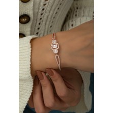 Sinsirella Baget Taşlı Elmas Modeli Rose Gold Kaplama 925 Ayar Gümüş Bileklik
