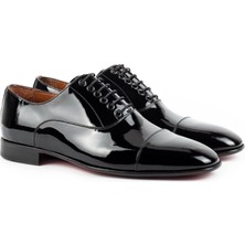 Zerbay Victoria Kösele Taban Deri Erkek Rugan Klasik Ayakkabı Oxford Klasik