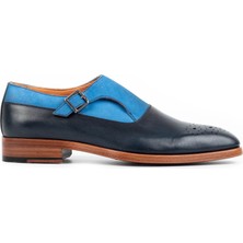 Zerbay Kangto Kösele Taban Desenli Deri Erkek Klasik Ayakkabı Monkstrap Loafer