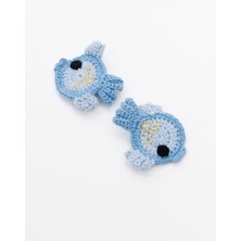 Saltan Art Saltanart Amigurumi Toka Mavi Balık Işlemeli Örgü Toka Kıskaçlı Toka (2 Adet)