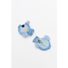 Saltan Art Saltanart Amigurumi Toka Mavi Balık Işlemeli Örgü Toka Kıskaçlı Toka (2 Adet)