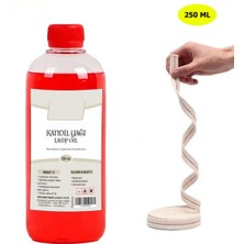 Dünya Magnet Kırmızı Kandil Yağı, Iç Mekan Kamp Lambası Yağı, 250 ml ve 50 cm Fitil