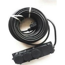 Granada 3'lü 10 Metre IP44 Topraklı Kauçuk Uçlu Seyyar Uzatma Kablosu 3x2.5 mm² TTR/CCA - Siyah