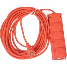 Granada 4'lü 20 Metre IP44 Topraklı Kauçuk Uçlu Seyyar Uzatma Kablosu 3x1.5 mm² TTR/CCA - Turuncu