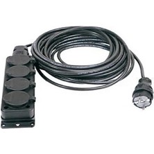Granada 4'lü 20 Metre IP44 Topraklı Kauçuk Uçlu Seyyar Uzatma Kablosu 3x2.5 mm² TTR/CCA - Siyah