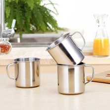 3 Adet Metal Kupa Bardak Piknik Kamp Bardağı Kupası 9cm 300ML