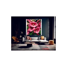Meta Cam Muhteşem Pembe Çiçekler 2 Temperli Cam Üzerine Tablo Sevgilinize Yılbaşı Hediye