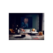 Meta Cam Meta Dekorasyon Kabak Kafalı Adam Görseli Temperli Cam Üzerine Tablo Sevgilinize Yılbaşı Hediye