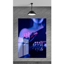 Meta Cam Mavi Robot Kadın Temperli Cam Üzerine Sevgilinize Yılbaşı Hediye