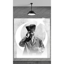 Meta Cam Gazi Mustafa Kemal Atatürk Tablosu Temperli Cam Üzerine Sevgilinize Yılbaşı Hediye