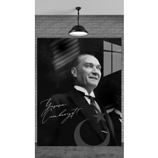 Meta Cam Gazi Mustafa Kemal Atatürk Tablosu Temperli Cam Üzerine Sevgilinize Yılbaşı Hediye