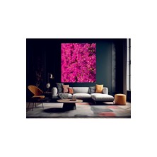 Meta Cam Muhteşem Pembe Çiçekler Temperli Cam Üzerine Tablo Sevgilinize Yılbaşı Hediye