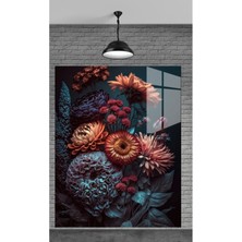 Meta Cam Muhteşem Altın Çiçekler Temperli Cam Üzerine Tablo Sevgilinize Yılbaşı Hediye