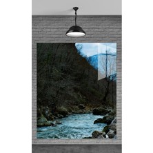 Meta Cam Muhteşem Akarsu ve Dağ Temperli Cam Üzerine Tablo Sevgilinize Yılbaşı