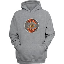 The Wert Unisex Göz Içinde Kuru Kafa Baskılı Gri Normal Kalıp Şardonlu Kalın Sweatshirt