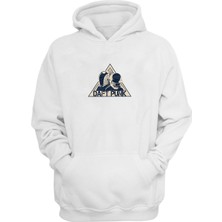 The Wert Unisex Daft Punk Logosu Baskılı Beyaz Normal Kalıp Şardonlu Kalın Sweatshirt