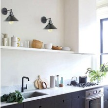 Riolight  Retro,vintage, Siyah Mafsallı 1XE27 Mutfak Için Metal Aplik NOT:1ADET  ÇAP:23CM