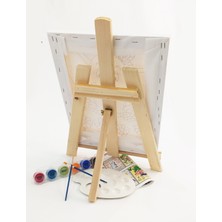 Kuytu Sanat Kuş Yuvası Çocuk Ressam Seti - 30 x 40 cm Önçizimli Tuval, 2 Adet Fırça, Palet, Boyalar ve Şövale