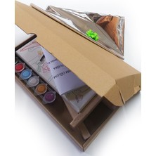 Kuytu Sanat Çiçekli Kedi Çocuk Ressam Seti - 20 x 30 cm Önçizimli Tuval, 2 Adet Fırça, Palet, Boyalar ve Şövale