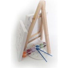 Kuytu Sanat Mor Balina Çocuk Ressam Seti - 20 x 20 cm Önçizimli Tuval, 2 Ad. Fırça, Palet, Boyalar ve Şövale