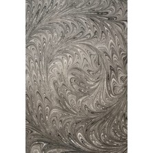 ElifEbru Exclusive Handicrafts Ebru Sanatı El Yapımı Kadın Gri Siyah Beyaz Ipek Fular  Krf 24