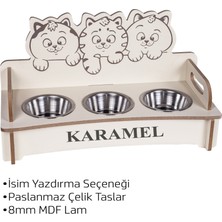 Pati Homes 3'lü Kedi Mama ve Su Kabı Çelik Tas 8mm