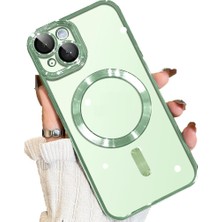 MobaxAksesuar Apple iPhone 15 Kılıf Magsafe Kamera Lensli Korumalı Şeffaf Silikon