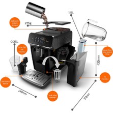 Philips Lattego 1,8lt, 15 Bar Basınç, Zamanlayıcı, Dokunmatik Ekranlı Premium Tam Otomatik Espresso Makinesi - LUCİOLE BEYAZ LAMBADER HEDİYE!