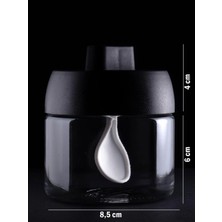 Safestore 6'lı Kapağı Kendinden Kaşıklı Cam Baharat Seti Kilitli Kapak 300 ml Baharatlık