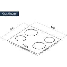 Kumtel  V6-04T Vitroseramik Elektrikli Siyah Cam Ankastre Ocak