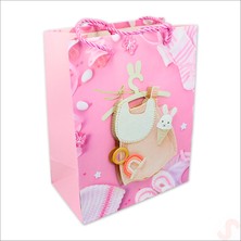 Süsle Bebek ve Parti Karton Çanta, Tulum Model Pembe 23 x 18 x 10 cm - 1 Adet