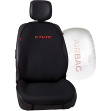 Otomind Kırmızı Civic Nakışlı Jakar Dokuma Kumaş Otomind Oto Minderi 2'li Set