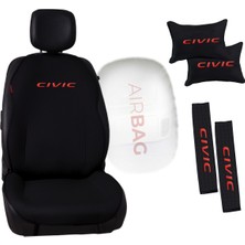 Otomind Kırmızı Civic Nakışlı Jakar Dokuma Oto Minder ve Konfor Seti