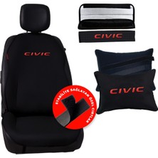 Otomind Kırmızı Civic Nakışlı Jakar Dokuma Oto Minder ve Konfor Seti