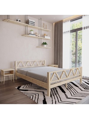 Renazzo Milena Model Vernikli Çam Ahşap Karyola