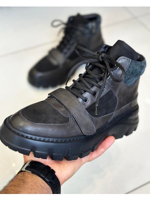 Terzi Adem Altun İtalyan stil iç dış naturel deri erkek bot siyah T11270