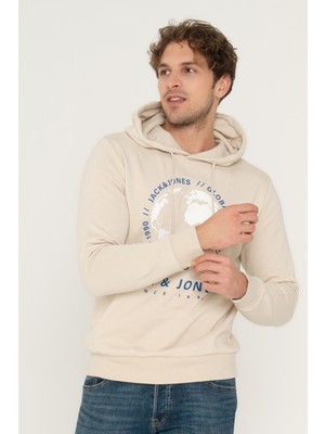 Jack & Jones Logo Baskılı Kapüşonlu Sweatshirt - Round