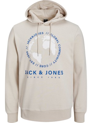 Jack & Jones Logo Baskılı Kapüşonlu Sweatshirt - Round