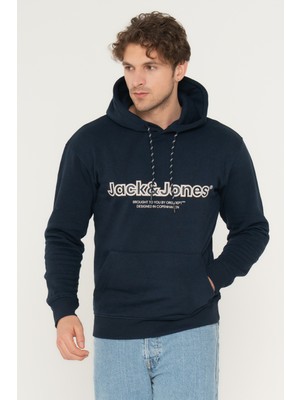 Jack & Jones Logo Baskili Kapüsonlu Sweatshirt - Lakewood